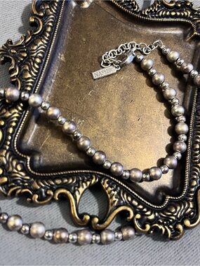 Vintage Style Napier Taupe Pearl Silver Beaded Necklace